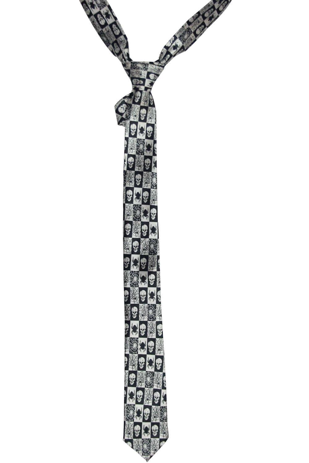 Black Spider and Skull Neck Tie-0