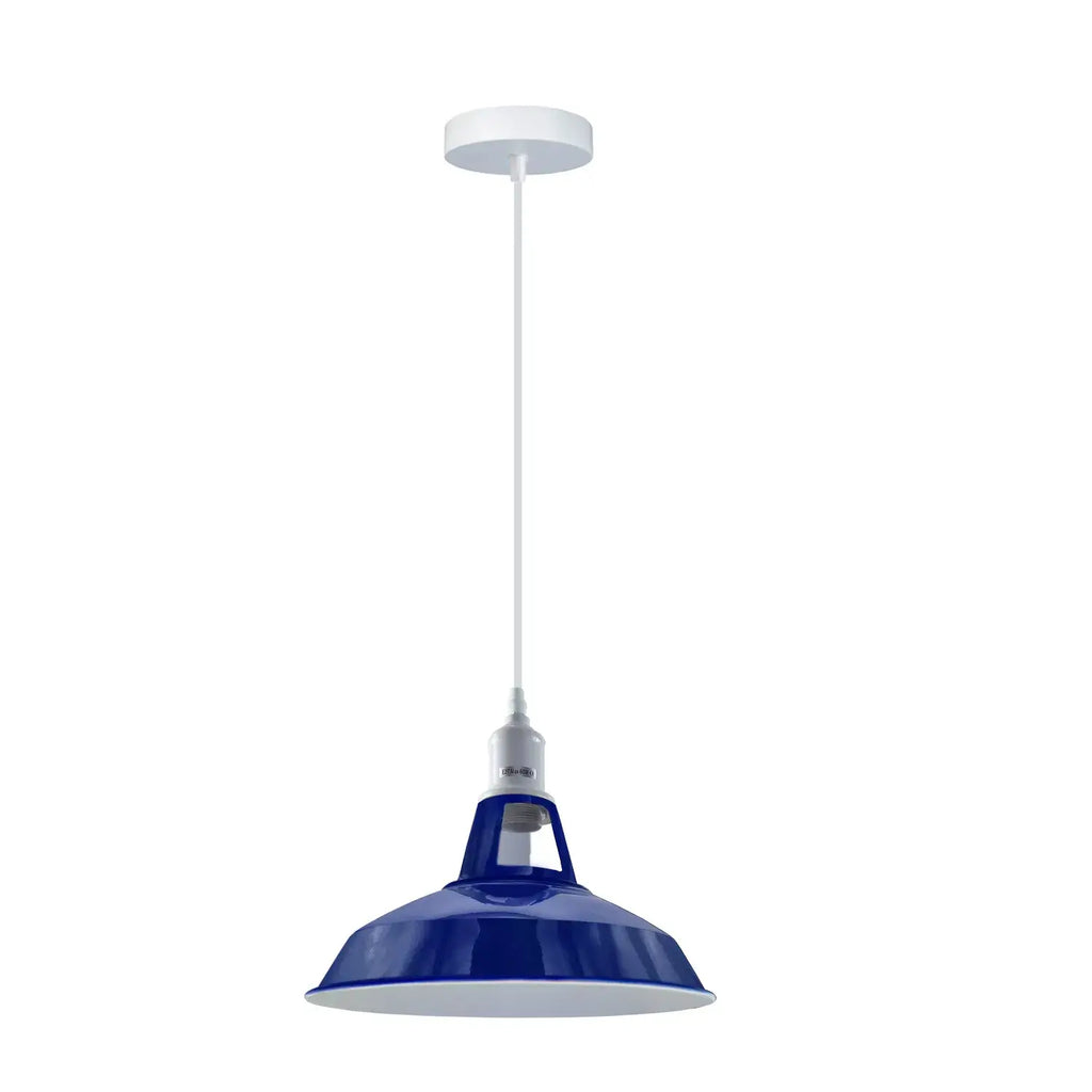 E27 Navy Blue Solid Shade Barn-Slotted Ceiling Pendent Light~4340-1
