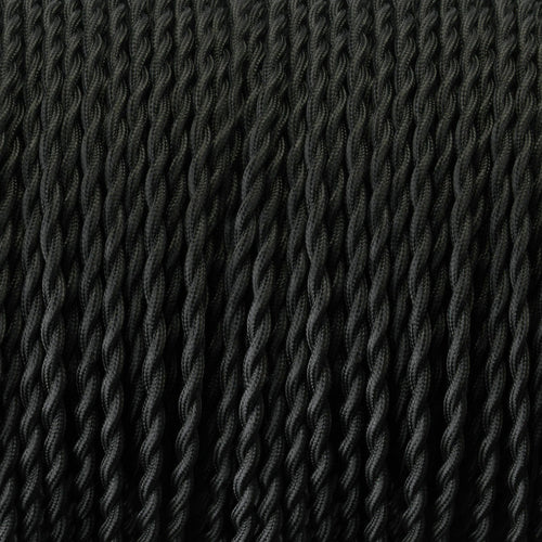 1M/5M/10M Black 2 Core Twisted Electric Fabric Cable~1769-0