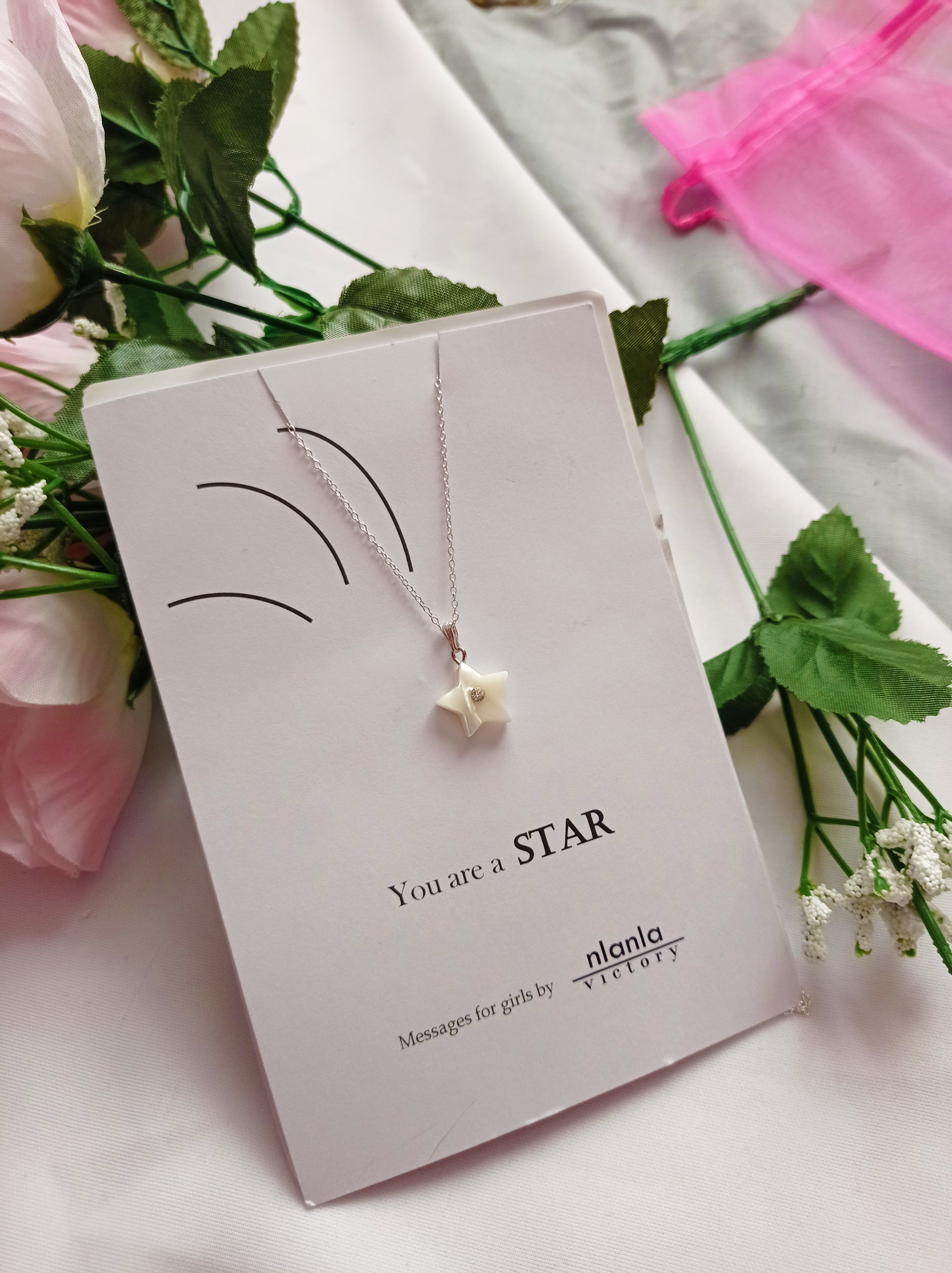Star necklace on 18 inch Sterling Silver Chain, You Are A Star Message, Personalised Gift, Affirmation Gift, Unique Gift Idea | by nlanlaVictory-1