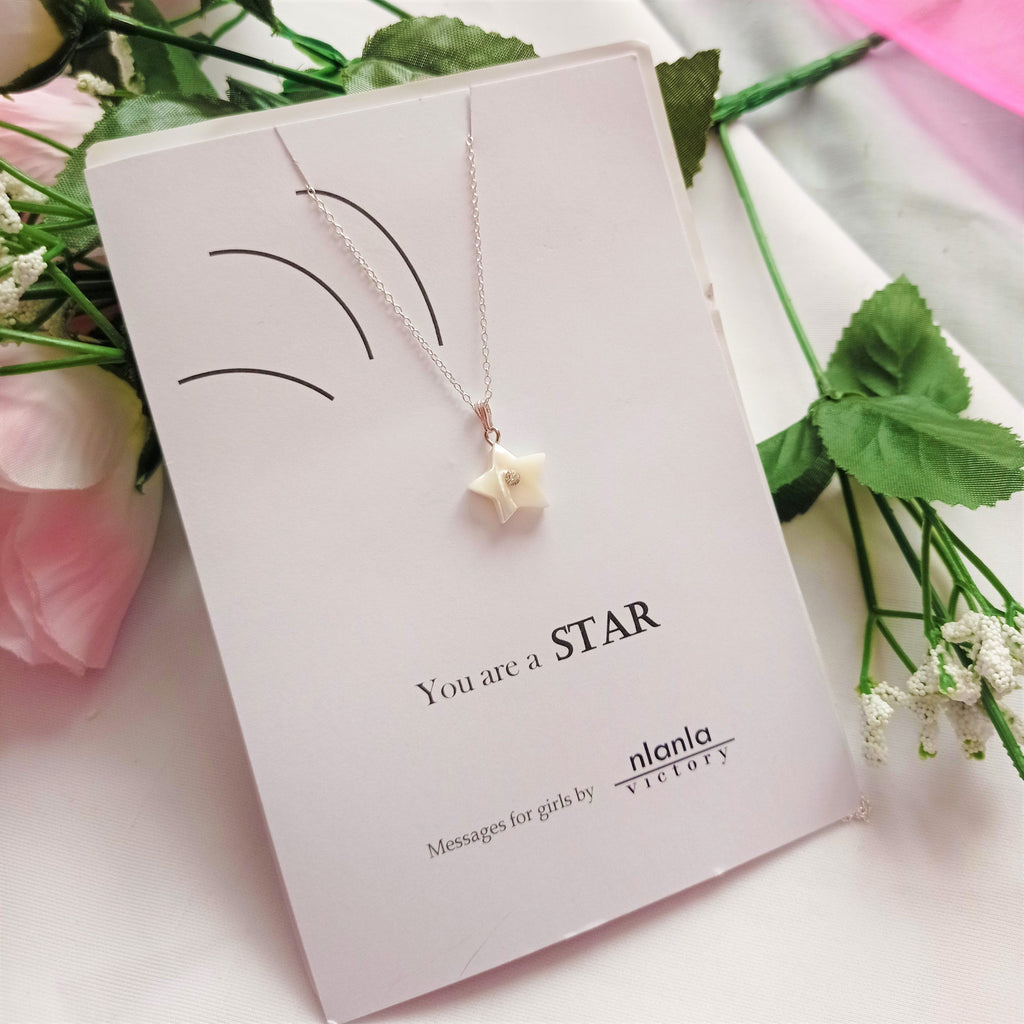 Star necklace on 18 inch Sterling Silver Chain, You Are A Star Message, Personalised Gift, Affirmation Gift, Unique Gift Idea | by nlanlaVictory-0