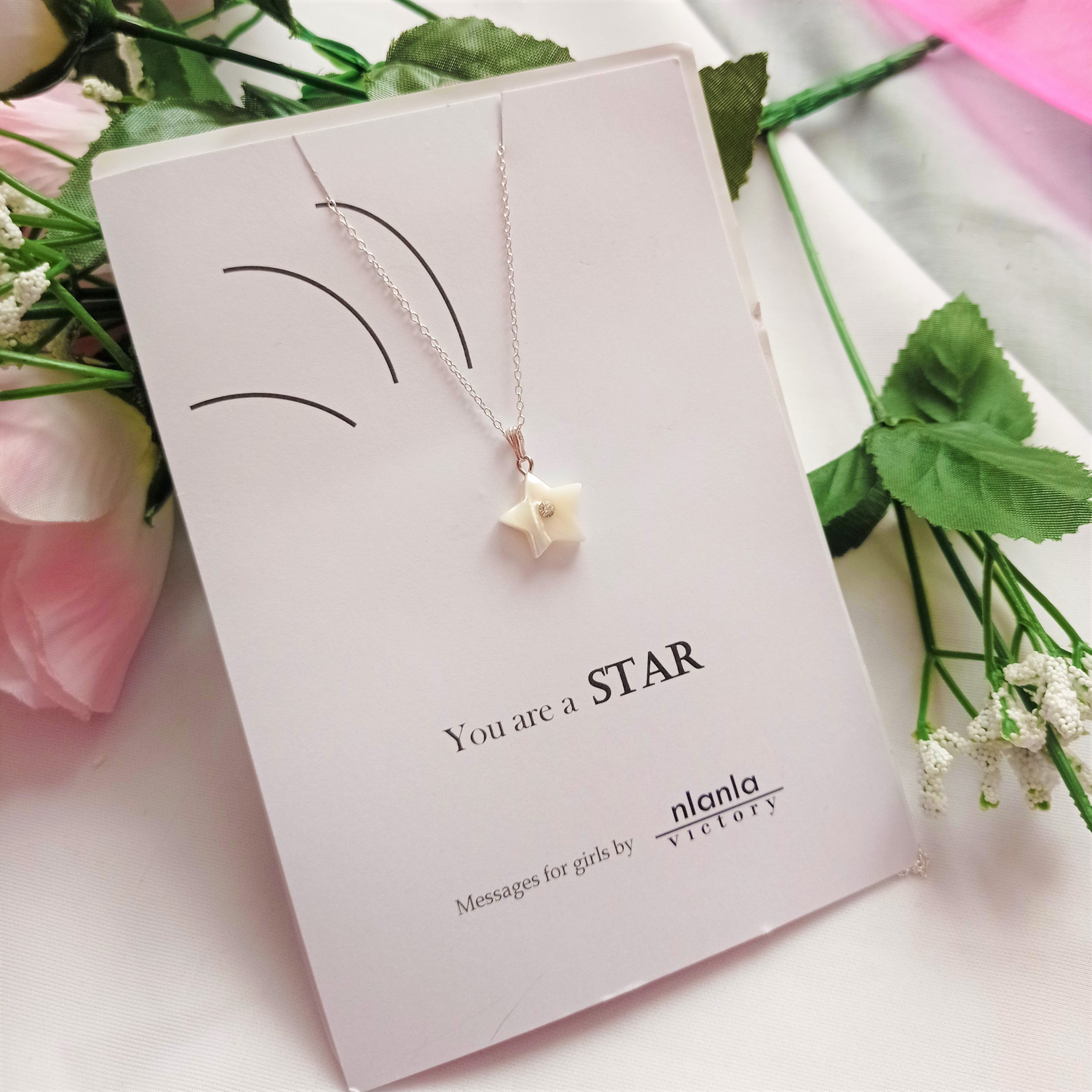 Star necklace on 18 inch Sterling Silver Chain, You Are A Star Message, Personalised Gift, Affirmation Gift, Unique Gift Idea | by nlanlaVictory-0