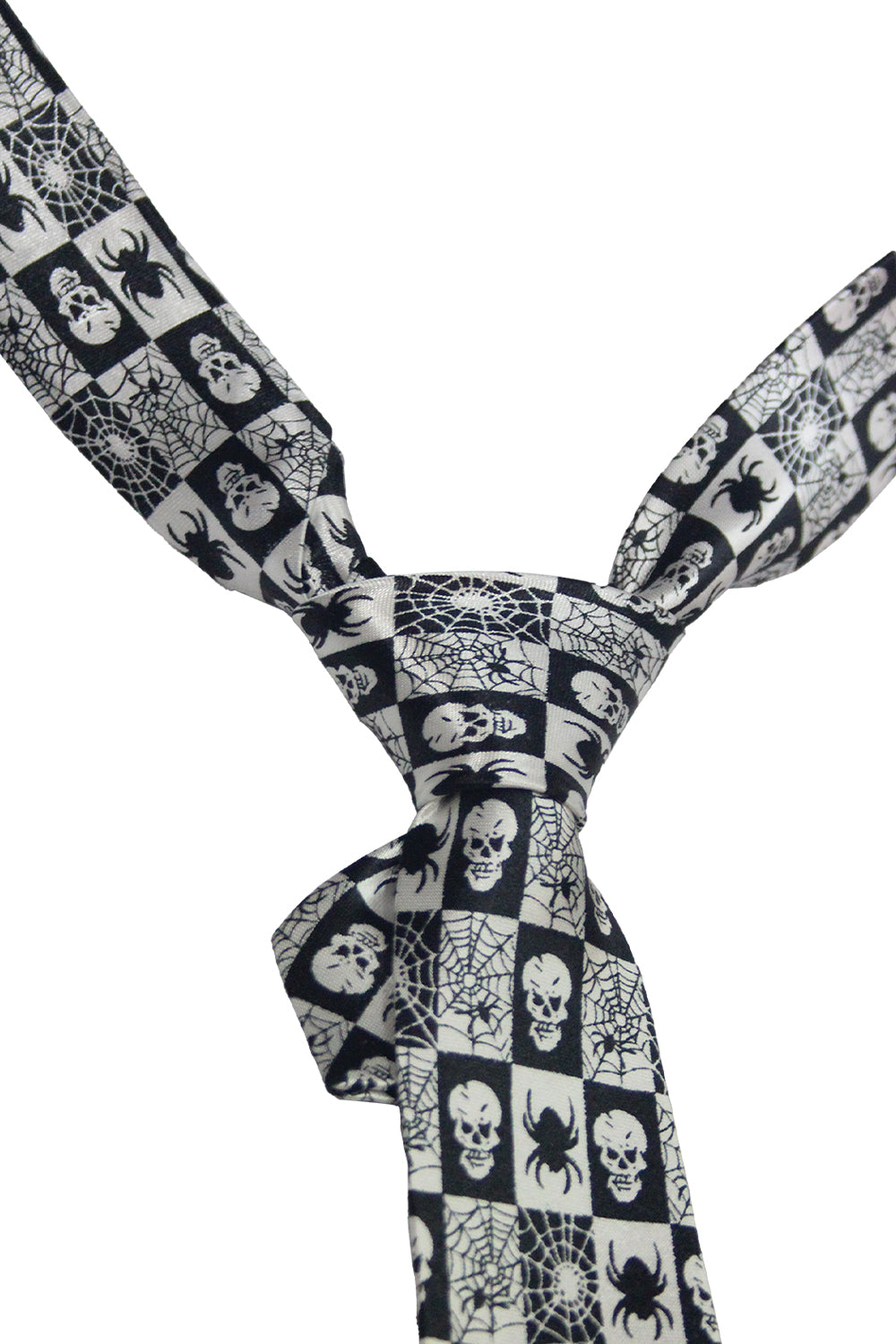 Wickedfun Black Spider and Skull Neck Tie-1