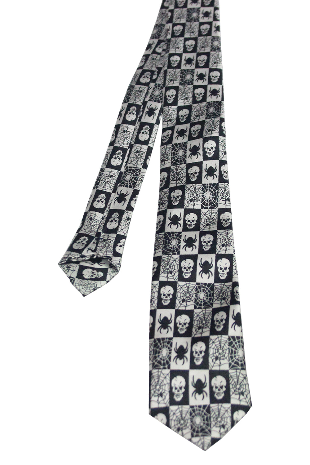 Wickedfun Black Spider and Skull Neck Tie-4