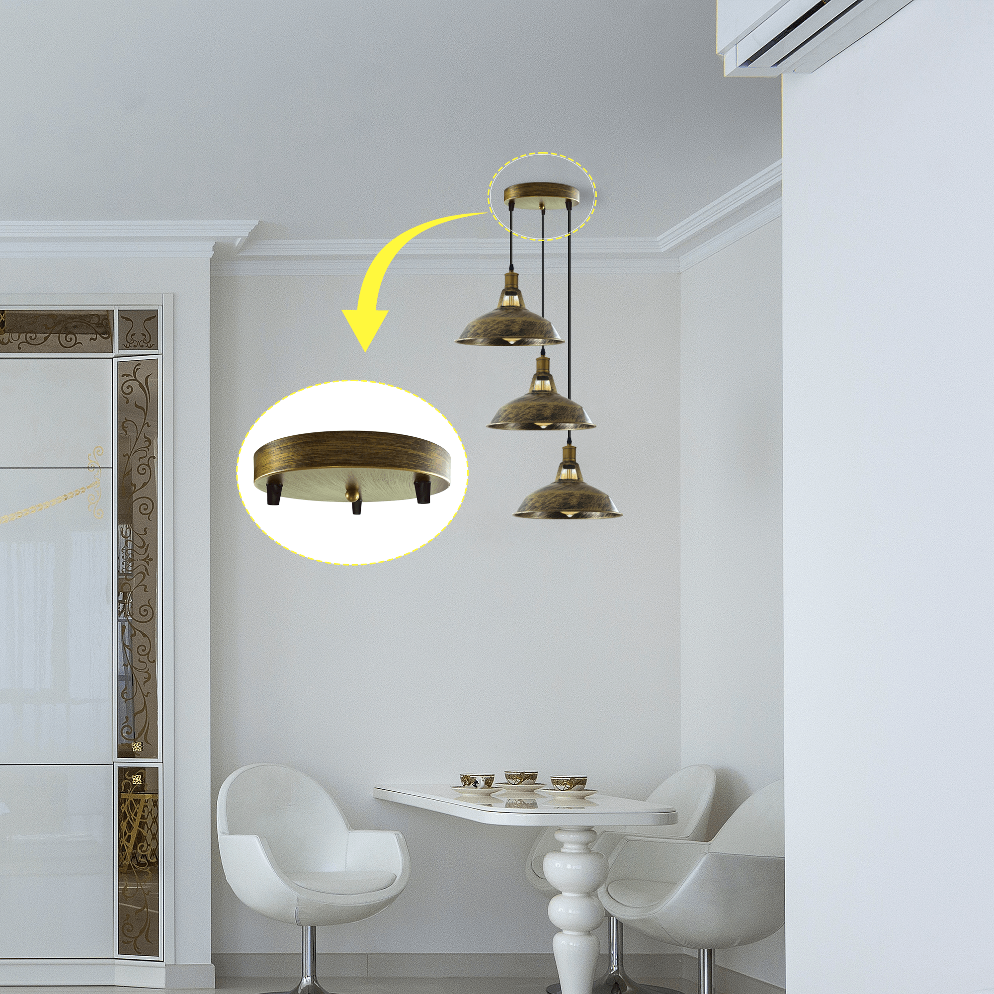 Multi-outlet ceiling rose, 3-way outlet five colors~2146-4