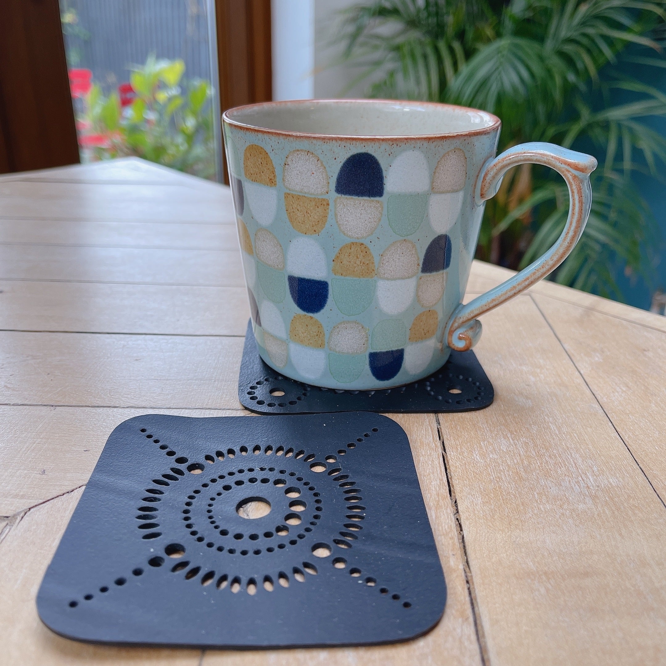 Square Handcrafted Recycled Rubber Coaster - A set of 2 or 4-2