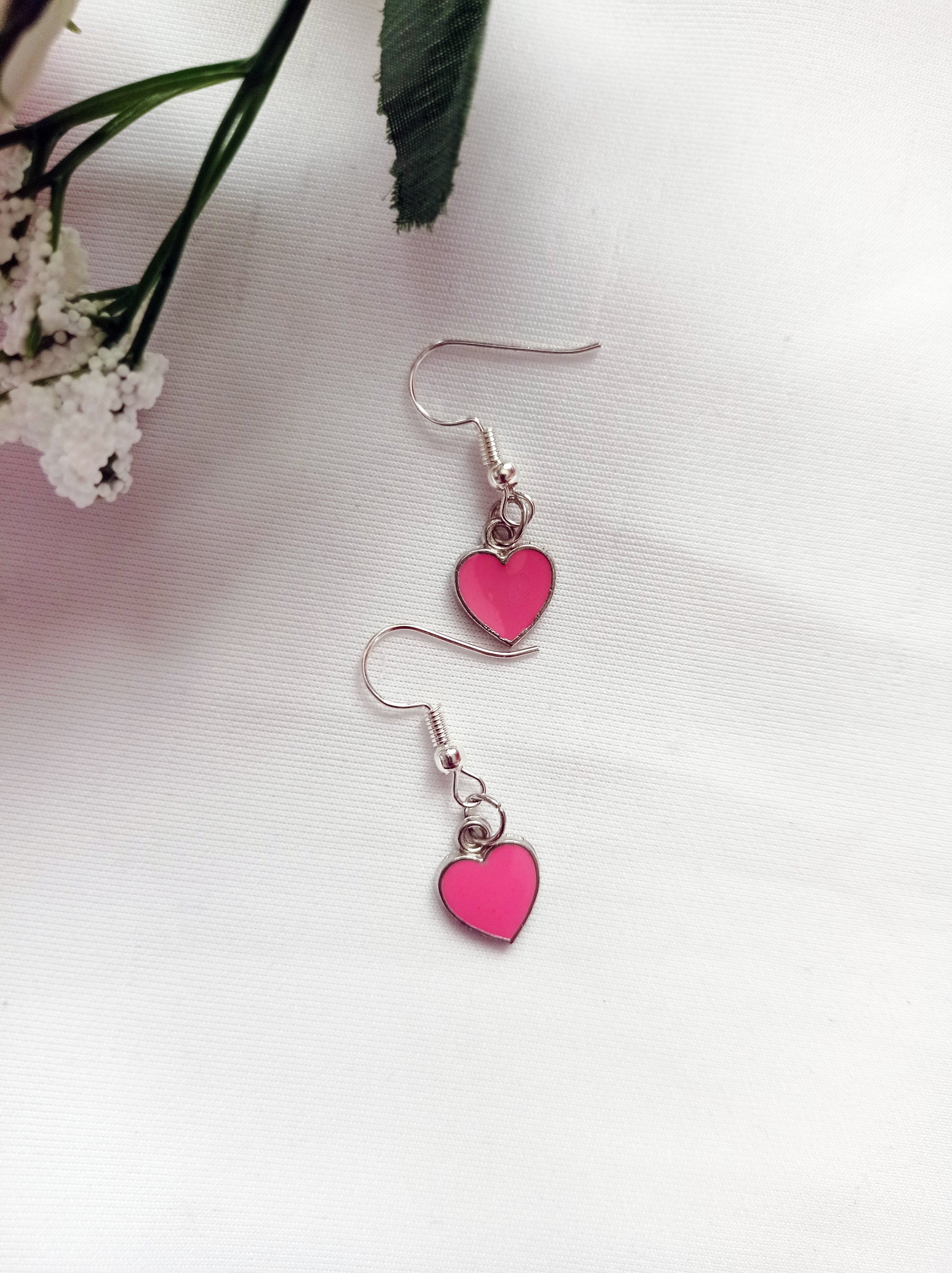 Rose Pink Hearts Earrings, Playing Cards inspired Queen of Hearts | by lovedbynlanla-4