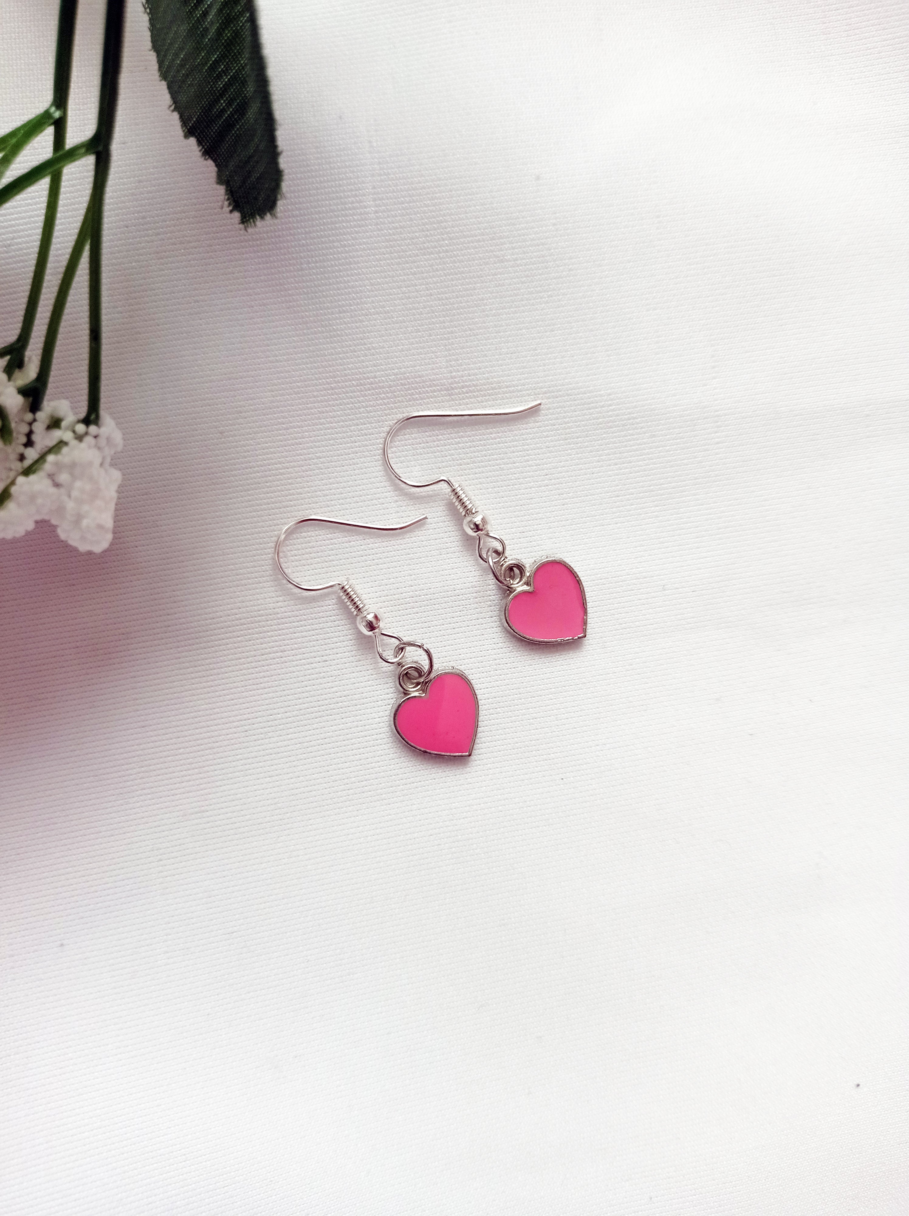 Rose Pink Hearts Earrings, Playing Cards inspired Queen of Hearts | by lovedbynlanla-2