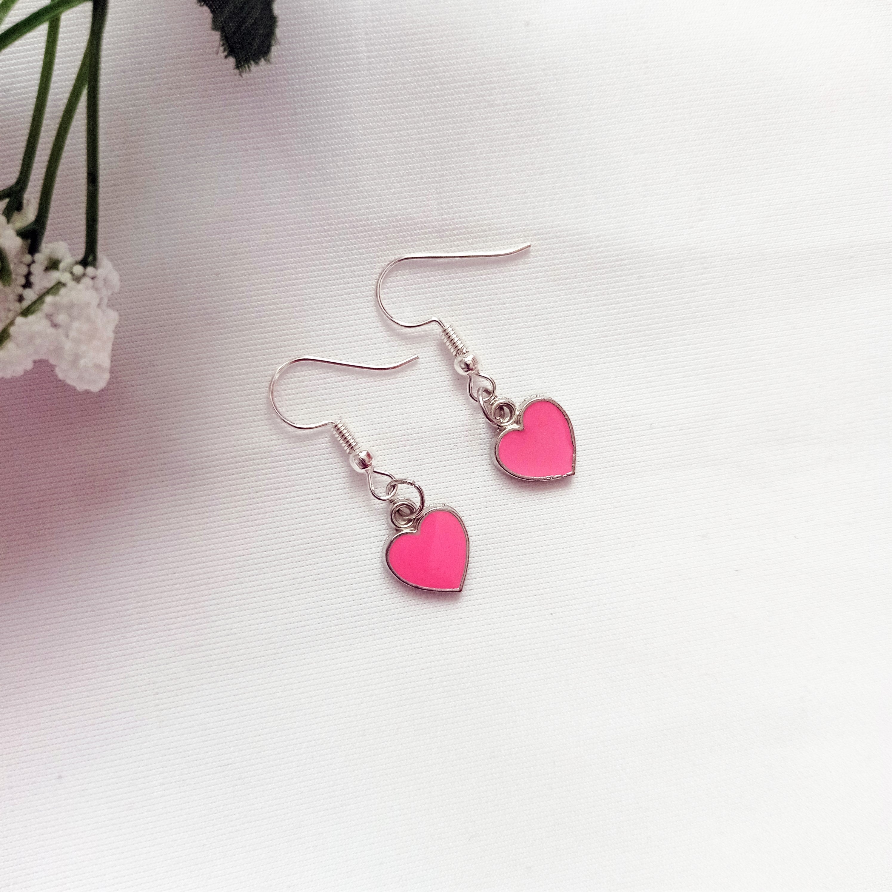 Rose Pink Hearts Earrings, Playing Cards inspired Queen of Hearts | by lovedbynlanla-1