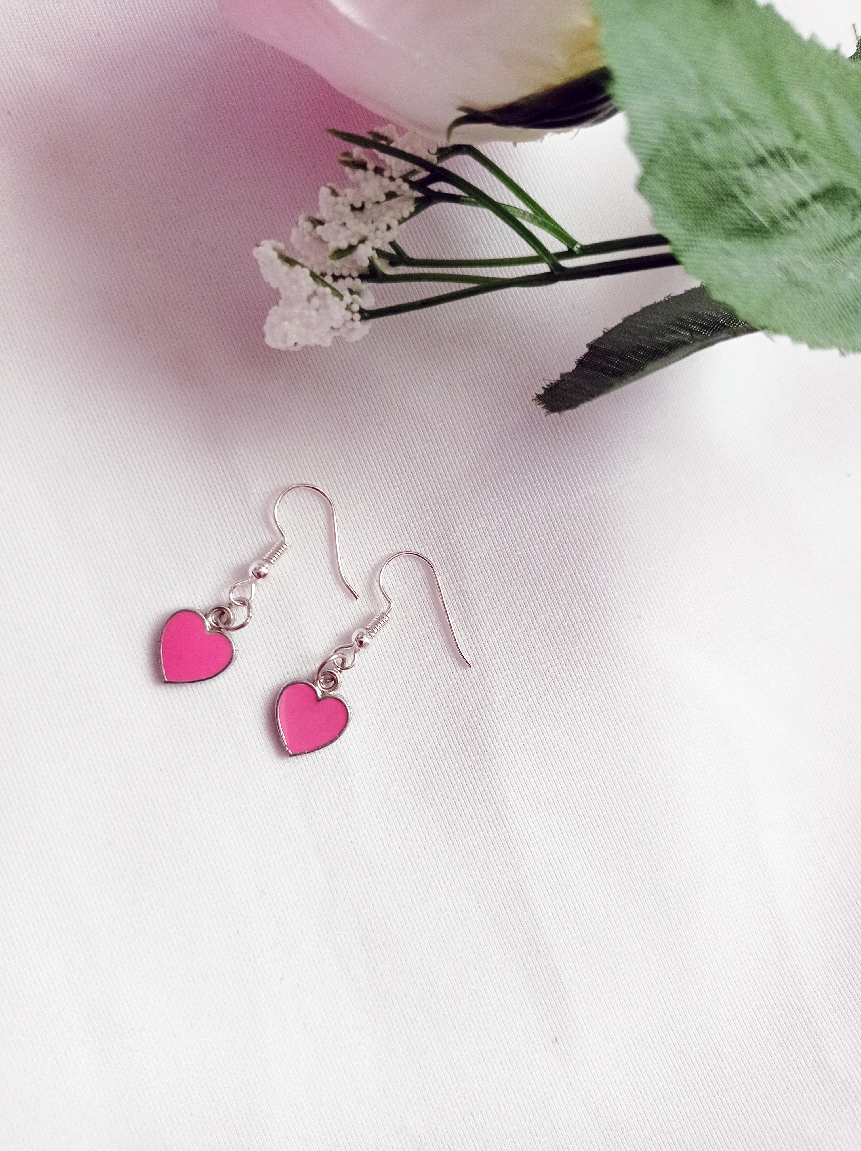Rose Pink Hearts Earrings, Playing Cards inspired Queen of Hearts | by lovedbynlanla-3